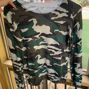 camo j.crew long sleeve v- neck
